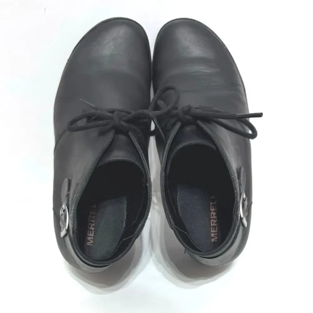 Merrell Women's Veranda Black Leather Lace Up Ankle Bootie Boots Size 7 - Picture 7 of 8